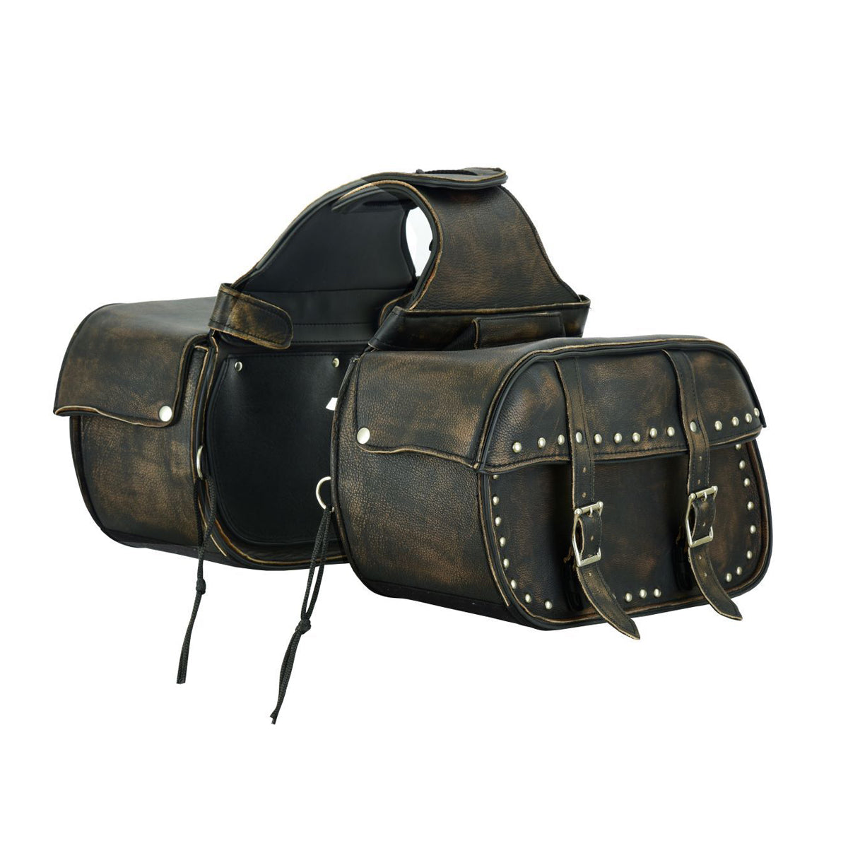 Genuine Distressed Brown Naked Cowhide Leather Concealed Carry Saddlebag