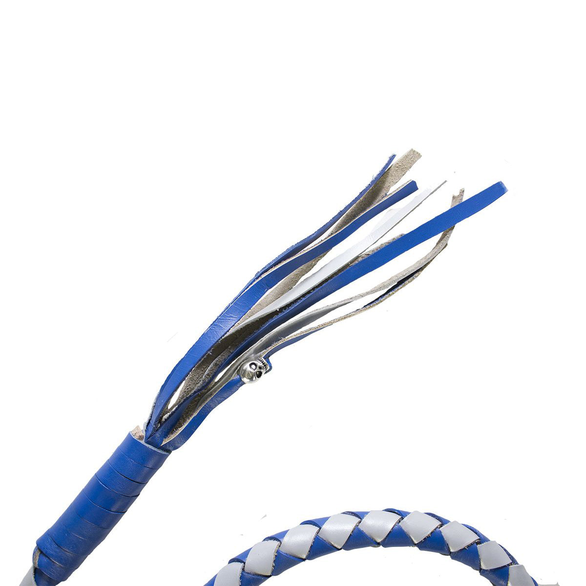 Blue and Silver Hand-Braided Leather Get Back Whip