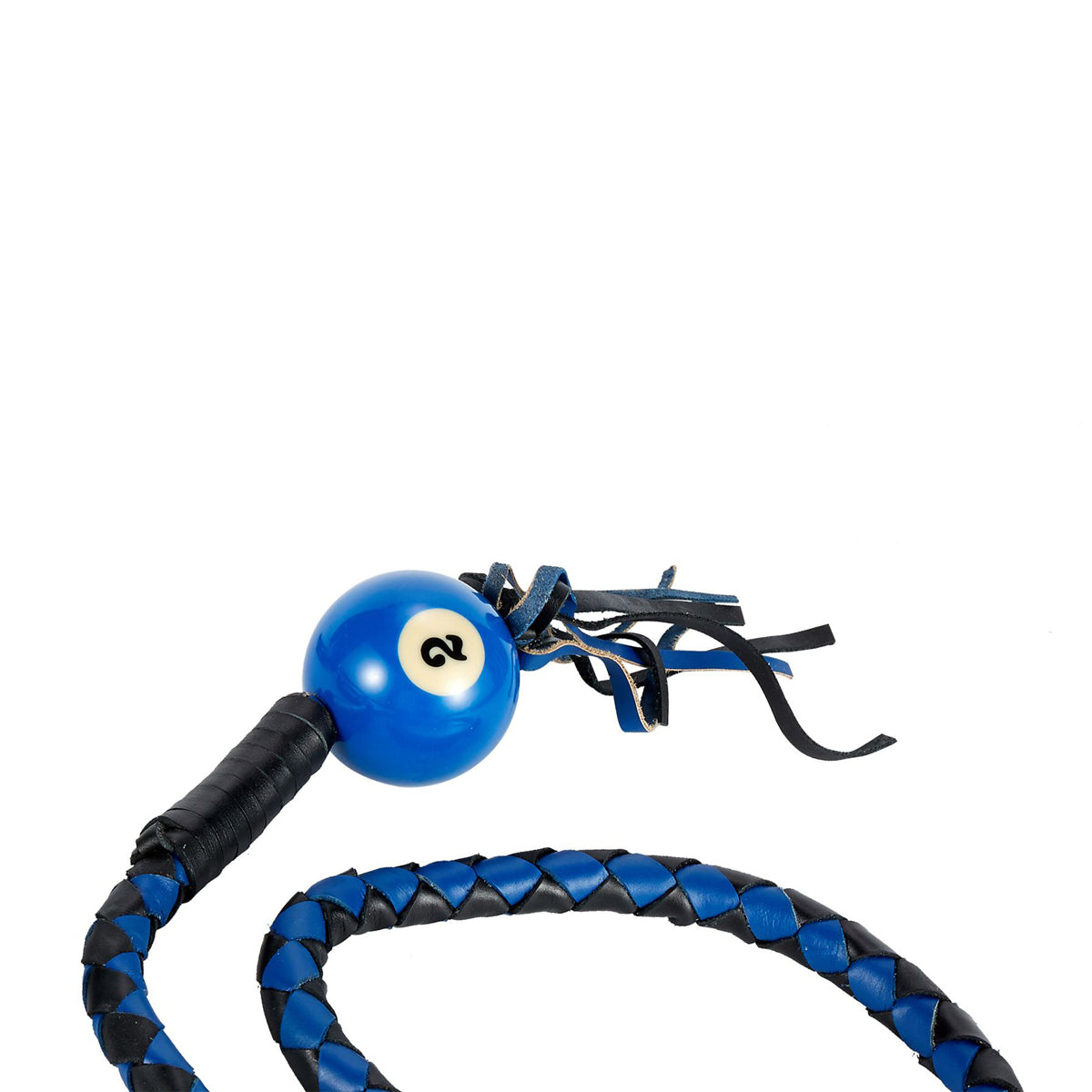 Black And Blue Fringed Get Back Whip W/ Pool Ball