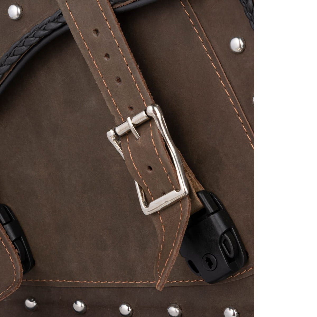 Genuine Vintage Brown Naked Leather Concealed Carry Saddlebag with Braid