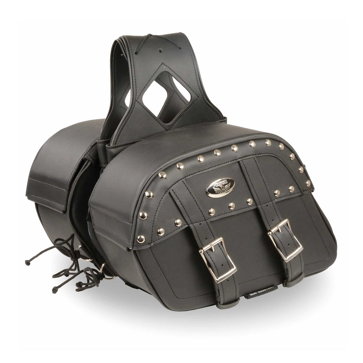 Medium Zip-Off Pvc Studded Throw Over Saddle Bag (10.5X15X6X18)