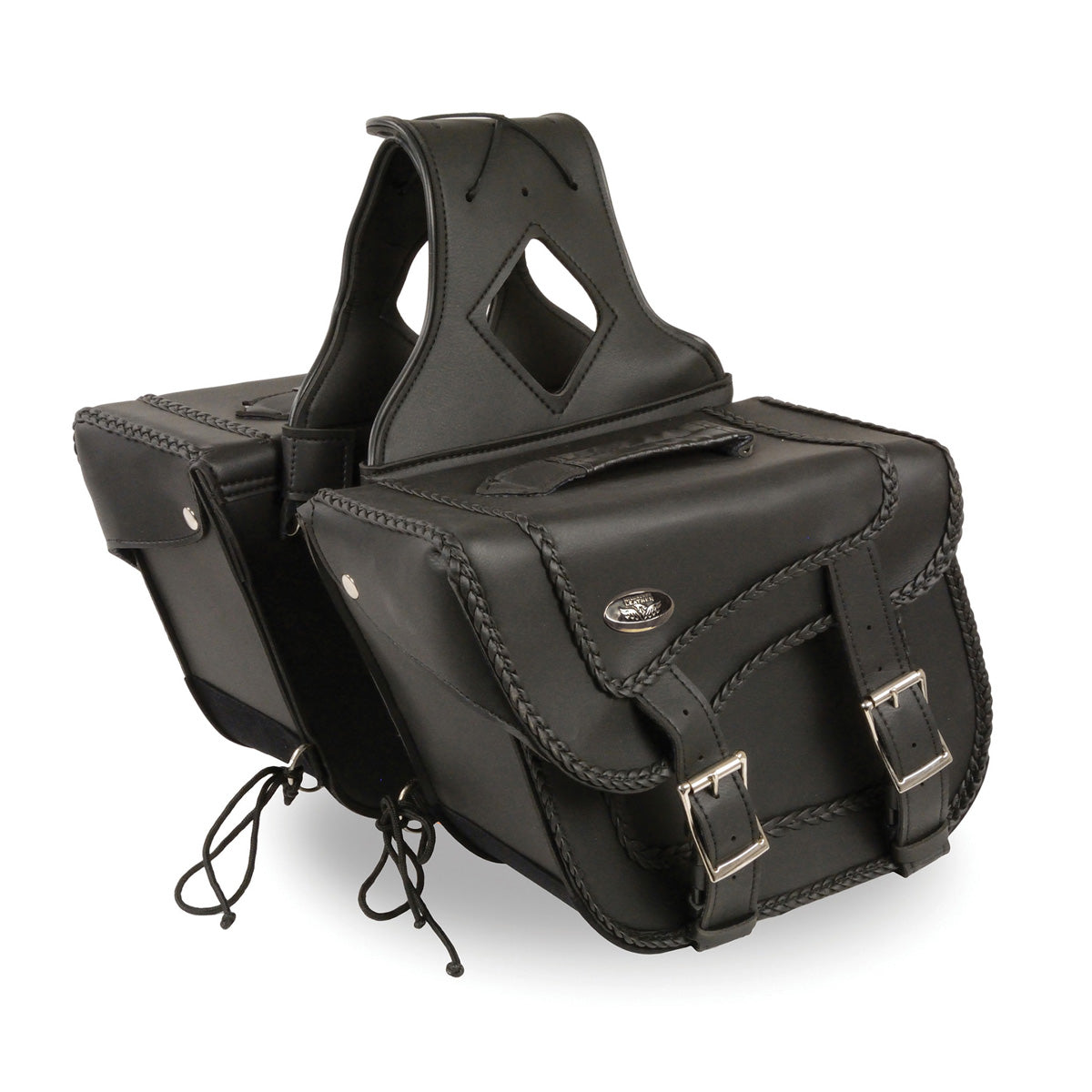 Medium Braided Zip-Off PVC Throw Over Saddle Bag(12X9X6X17.5)