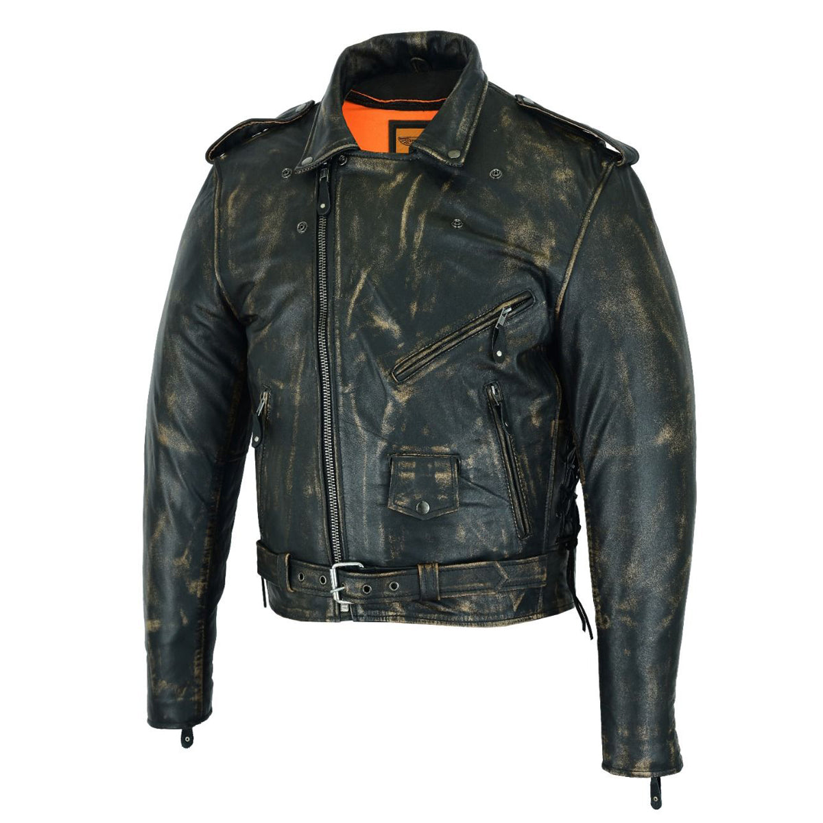 Men's Brown Motorcycle Jacket with Gun Pockets