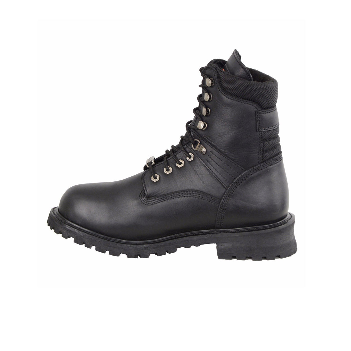 Men's Biker Riding Lace to Toe Design 7 Inch Waterproof Blk Leather Boot