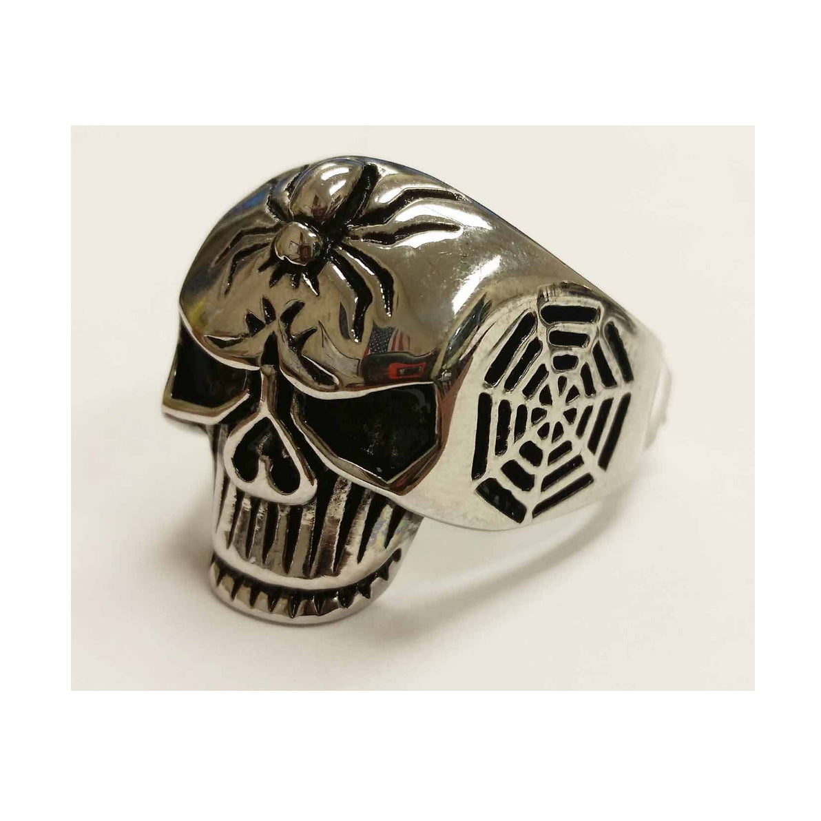 STAINLESS STEEL MEN'S SPIDER SKULL RING