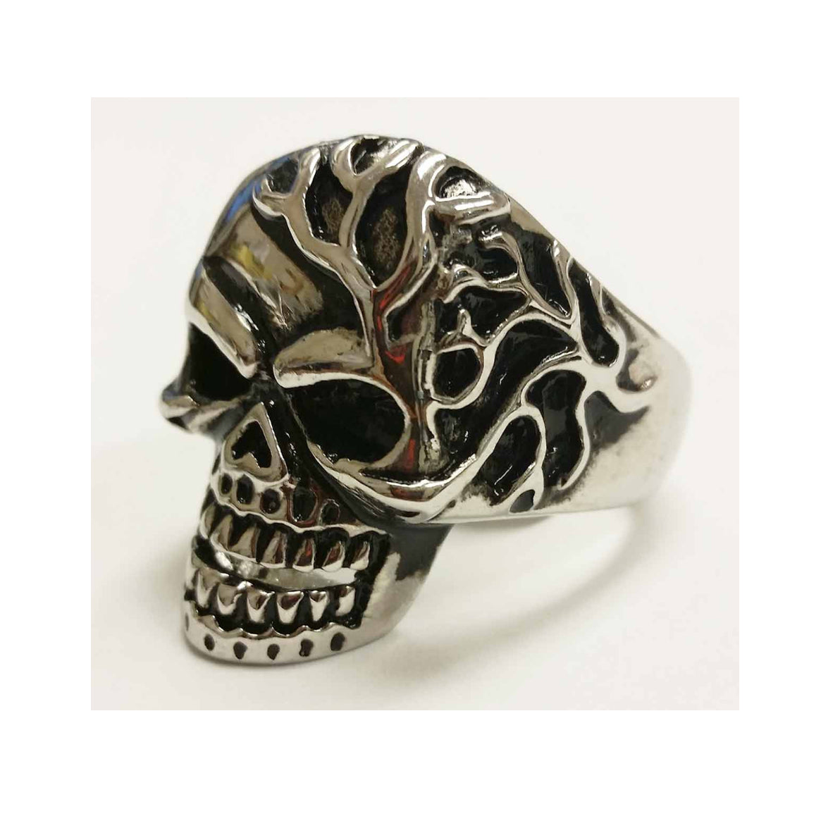 STAINLESS STEEL MEN'S MAD MAN SKULL RING