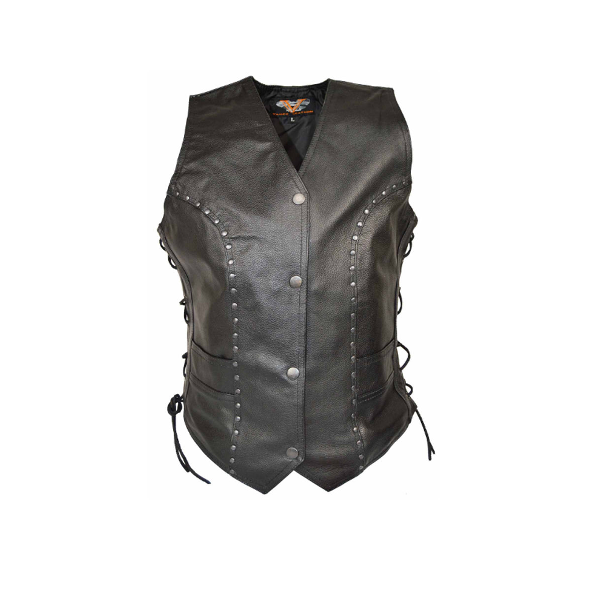 WOMEN'S PREMIUM COWHIDE STUDDED LEATHER VEST