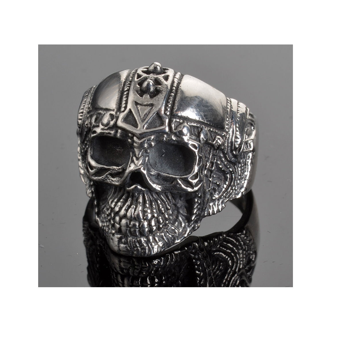 STAINLESS STEEL MEN'S CYBORG SKULL RING