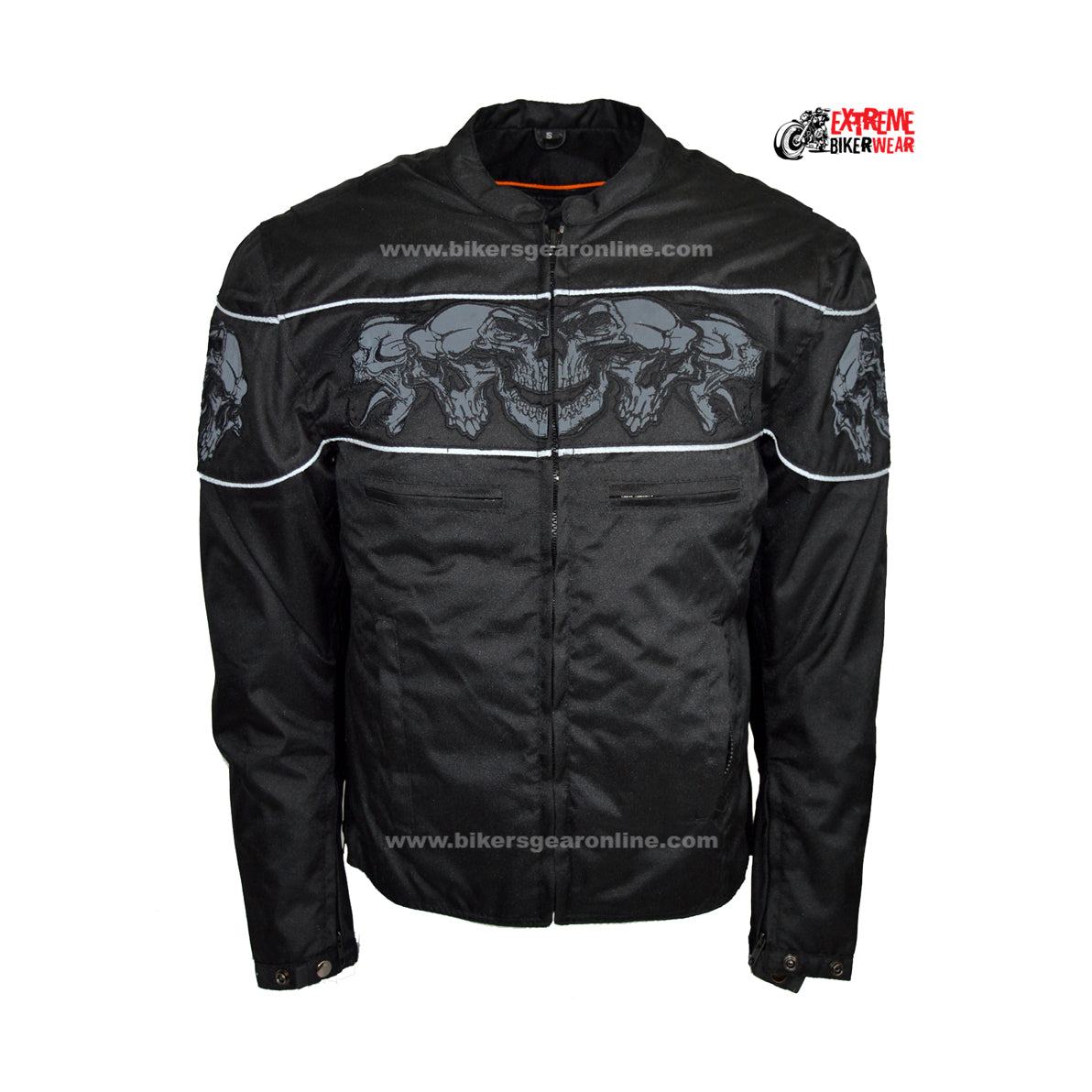 Men's Textile Concealed Carry Racing Jacket with Reflective Skulls