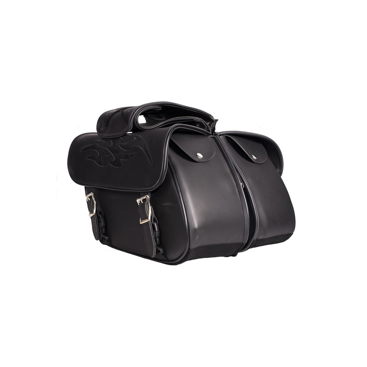 PVC Motorcycle Saddlebag with Flame