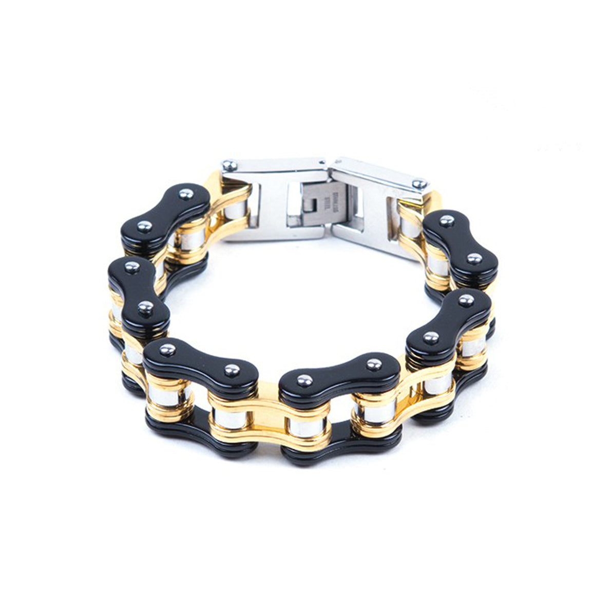 Black & Gold Stainless Steel Motorcycle Chain Bracelet