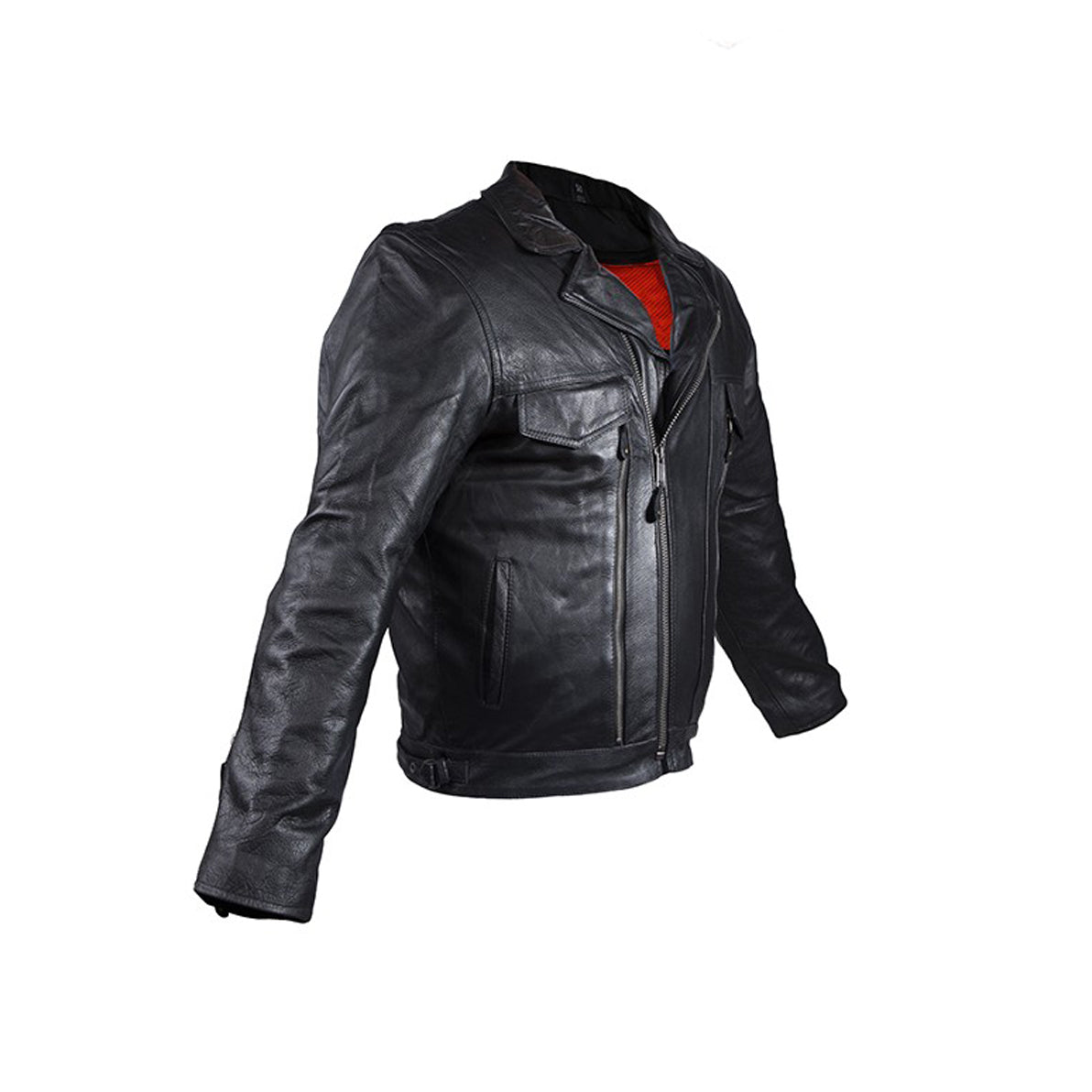 Mens Leather Racing Style Motorcycle Jacket