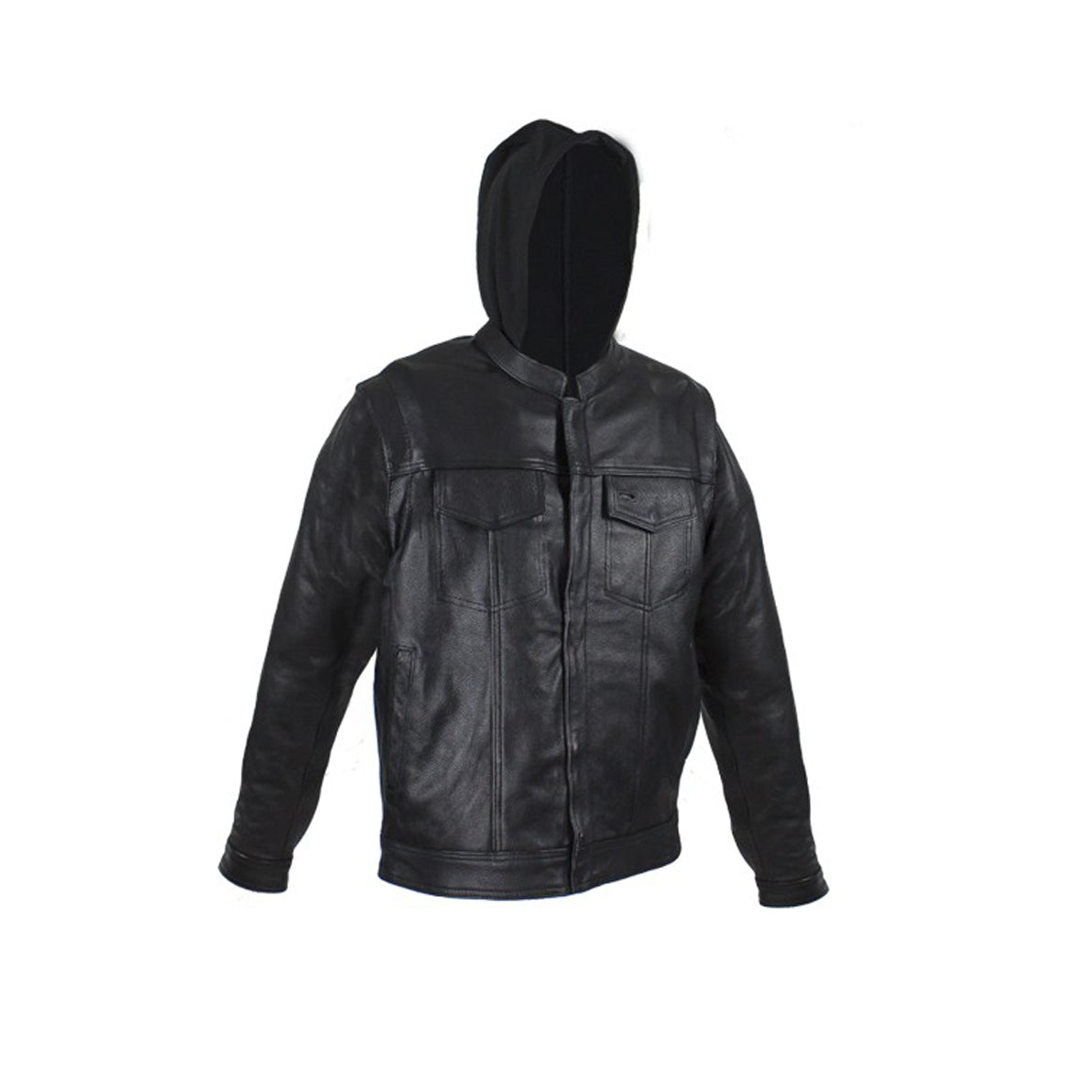 Black Leather Jacket with Removable Sleeves Hoodie – Extreme