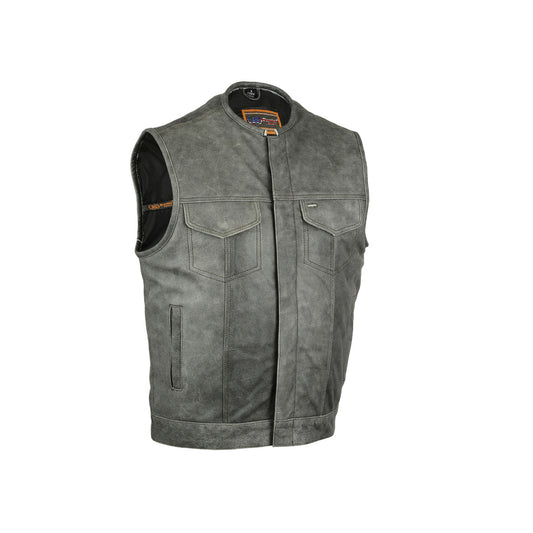 Concealed Snaps, Premium Naked Cowhide, Hidden Zipper, w/o Collar - Gray