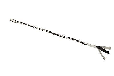 MOTORCYCLE 39" BLK/WHITE BRAIDED BIKER OLD SCHOOL REAL LEATHER WHIP