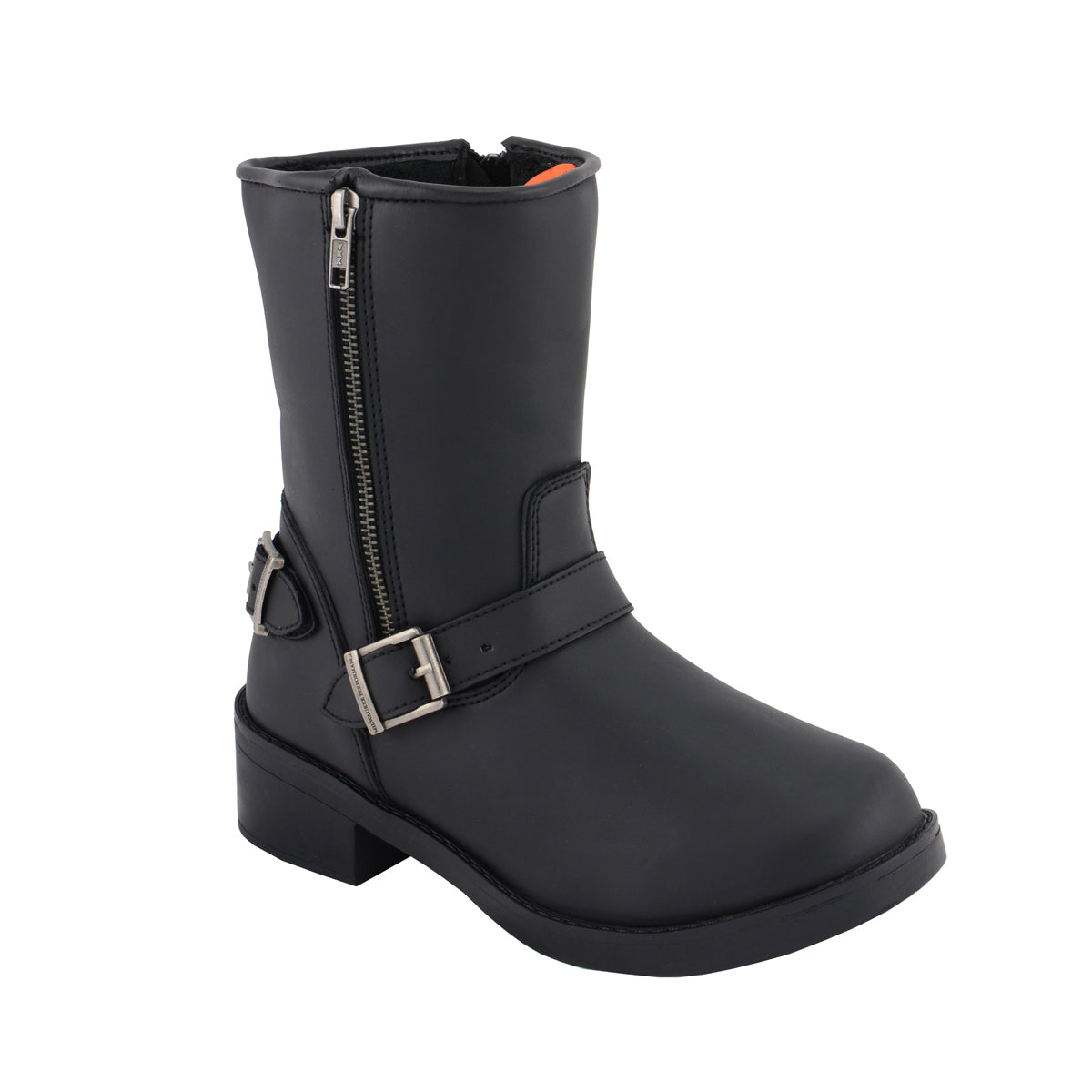 Ladies Black Engineer Style Riding Boots with Side Zipper