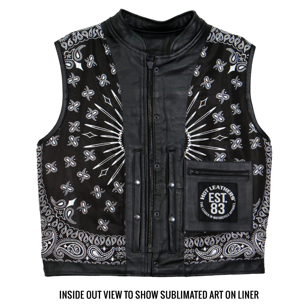 Hot Leathers Vest Paisley Black Carry Conceal