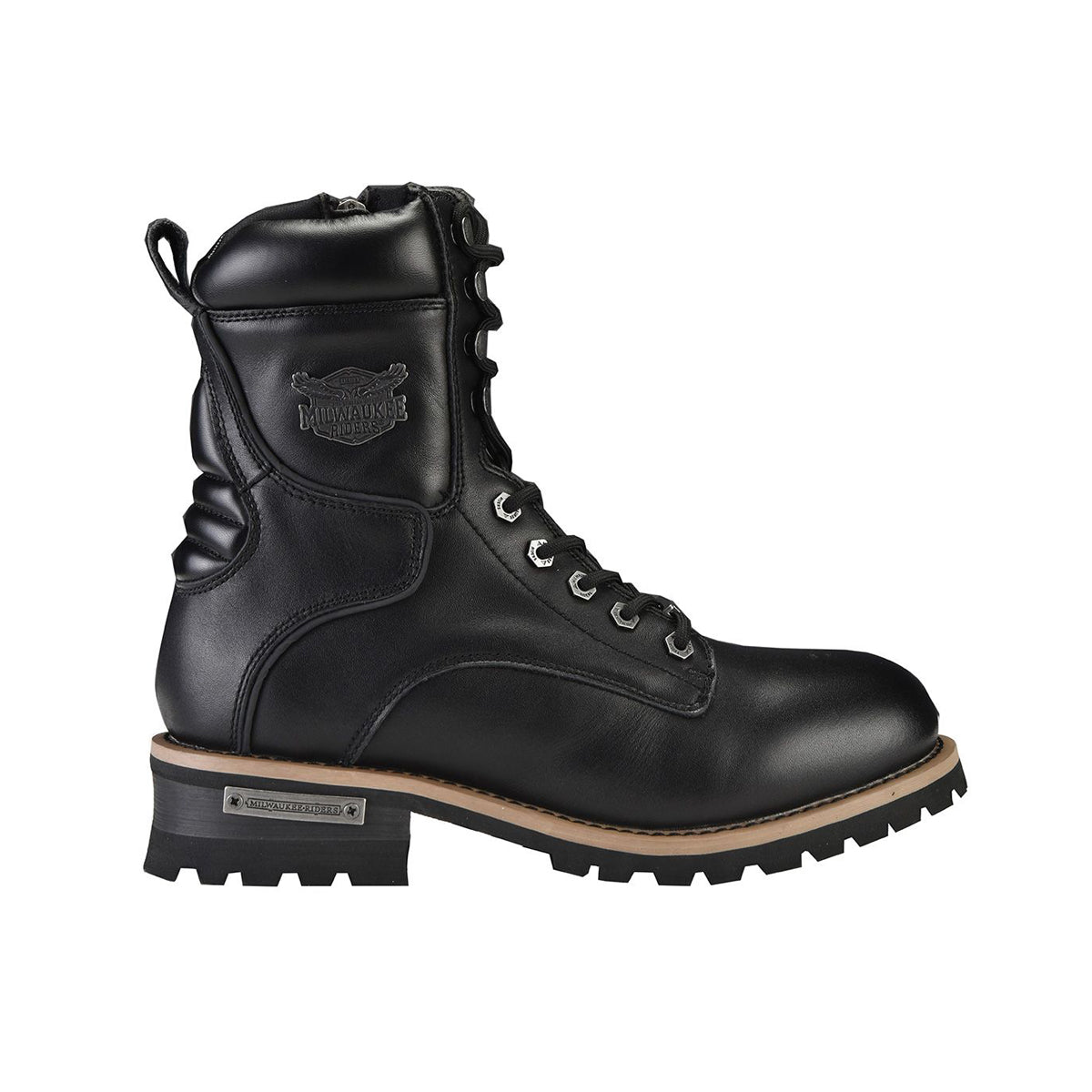 Men's Leather Motorcycle Boots Zipper And Lace-Up By Milwaukee Riders