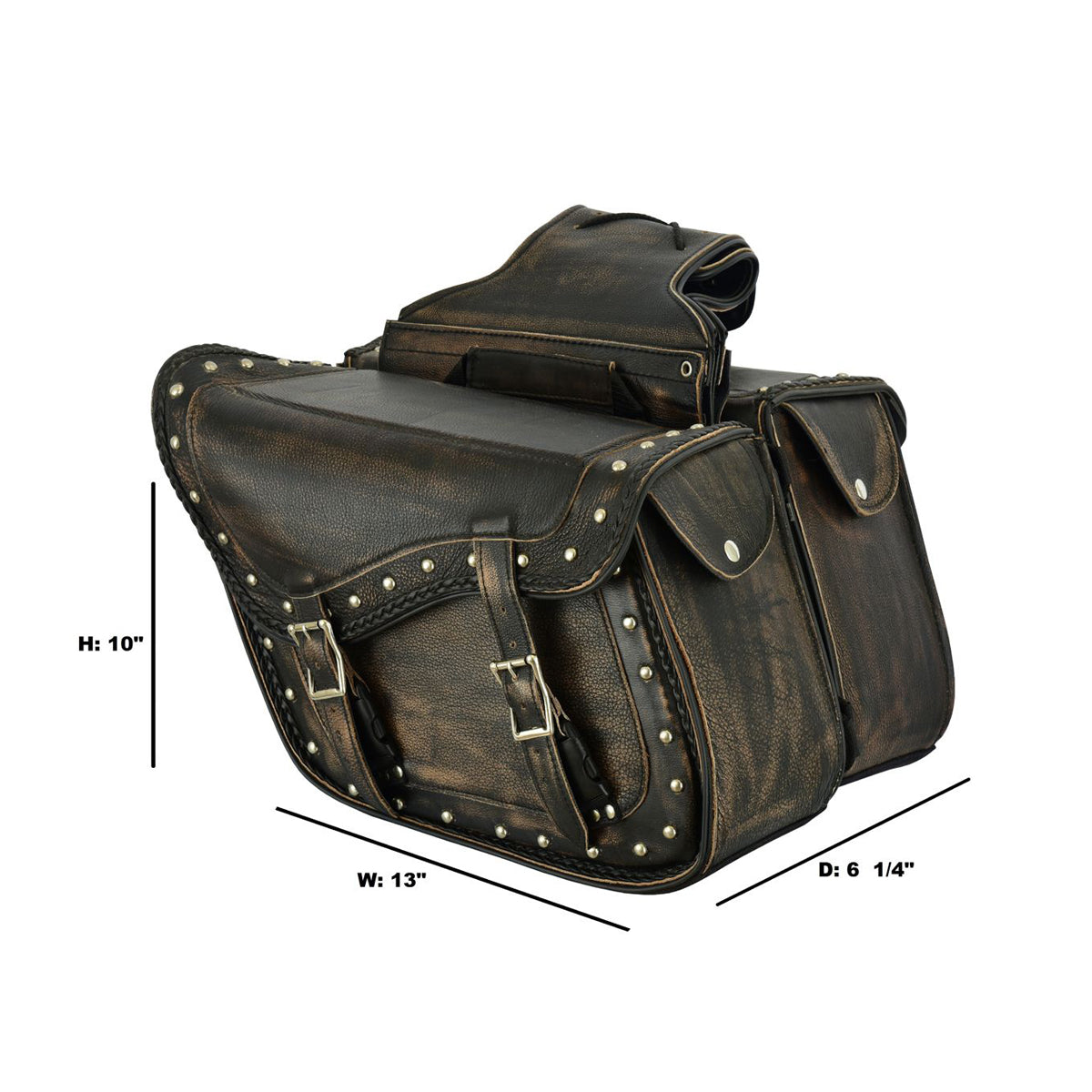 Genuine Distressed Brown Naked Leather Concealed Carry Saddlebag