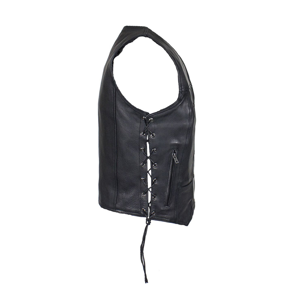 Womens Cowhide Leather Motorcycle Vest With 7 Pockets By Milwaukee Riders