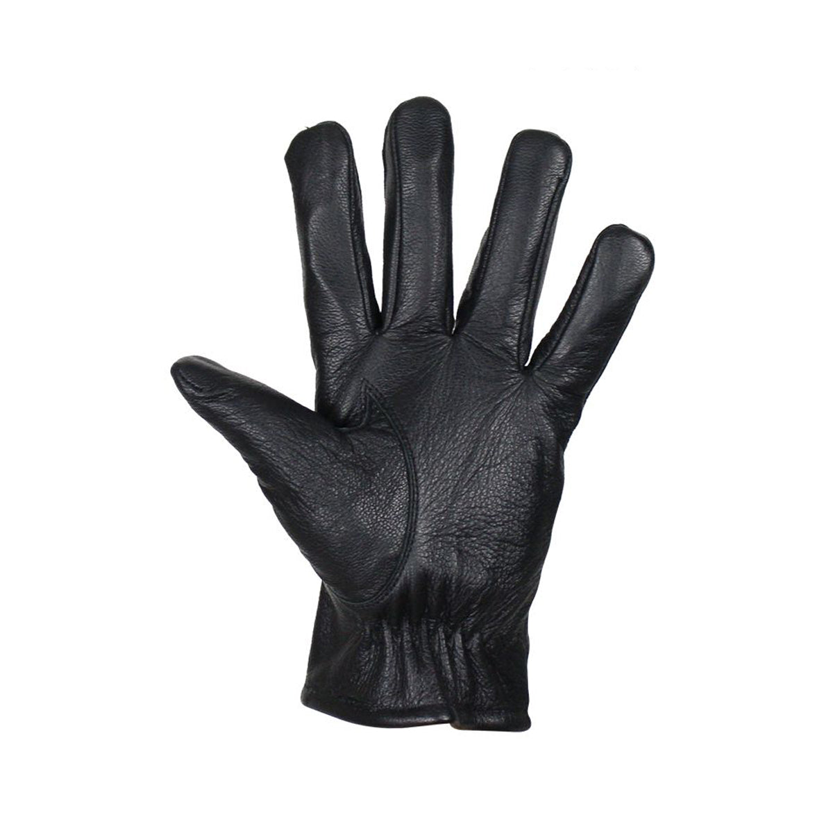 Deer Skin Leather Gloves W/ Slits - Black