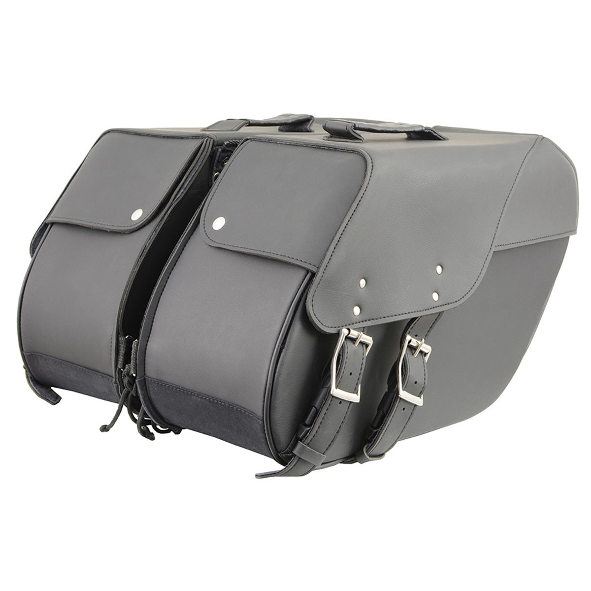Black Large Zip-Off PVC Slanted Throw Over Saddlebags