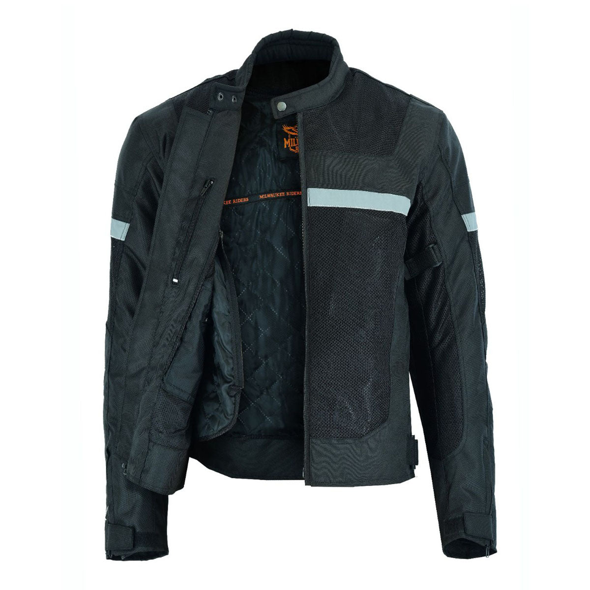 Mens Motorcycle Perforated Textile Reflective Mesh Riding Jacket