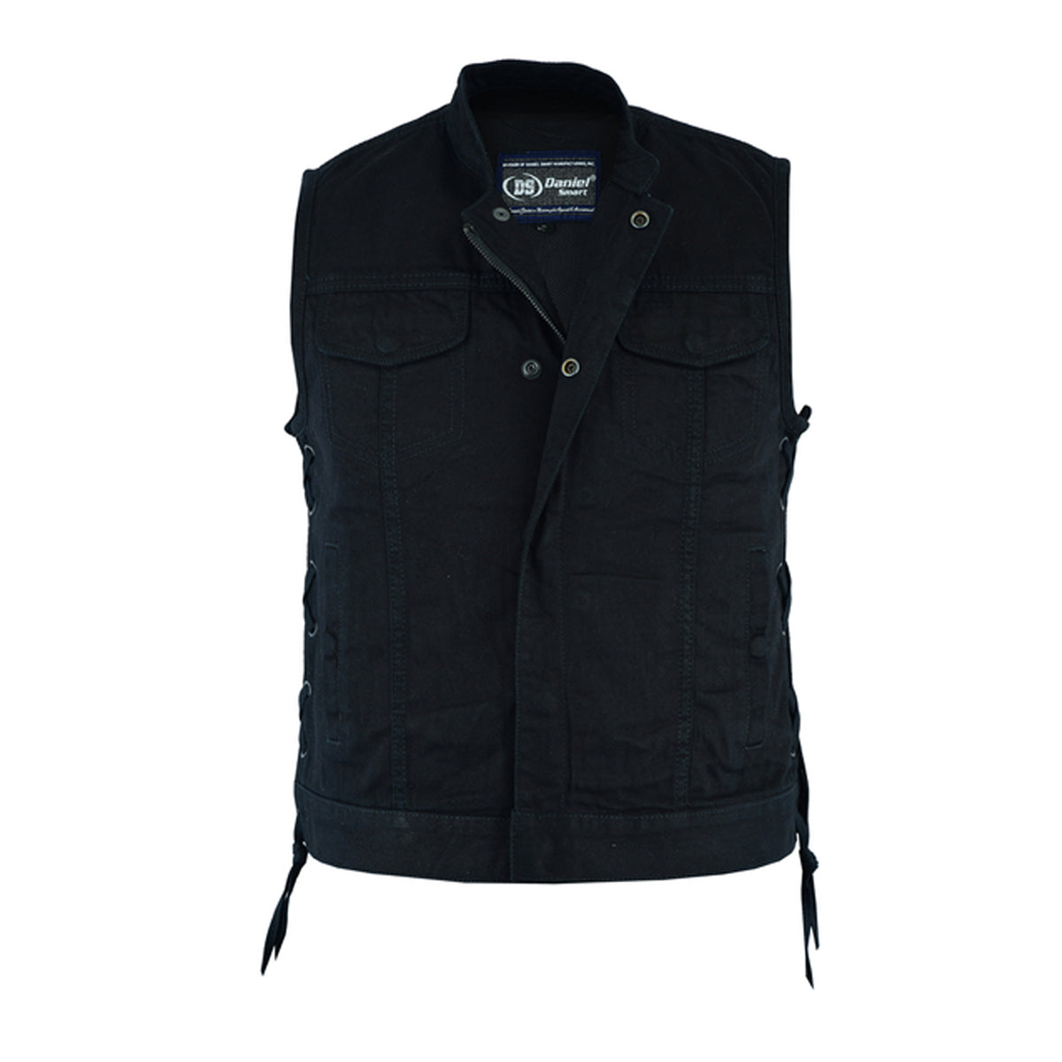 WOMEN'S ADVANCE SIDE LACES BLACK CONSTRUCTION DENIM VEST