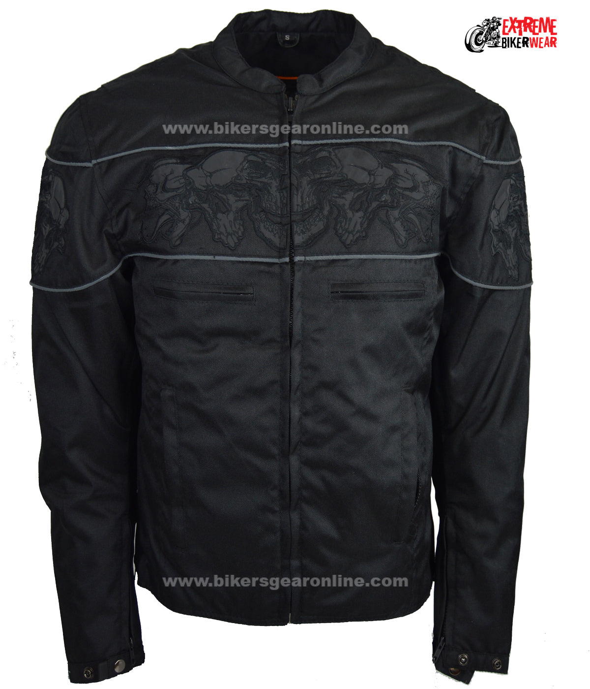 Men's Textile Concealed Carry Racing Jacket with Reflective Skulls