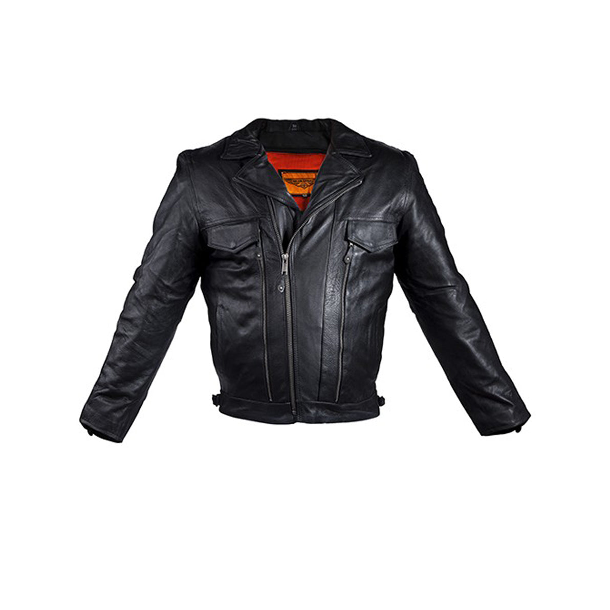 Mens Leather Racing Style Motorcycle Jacket