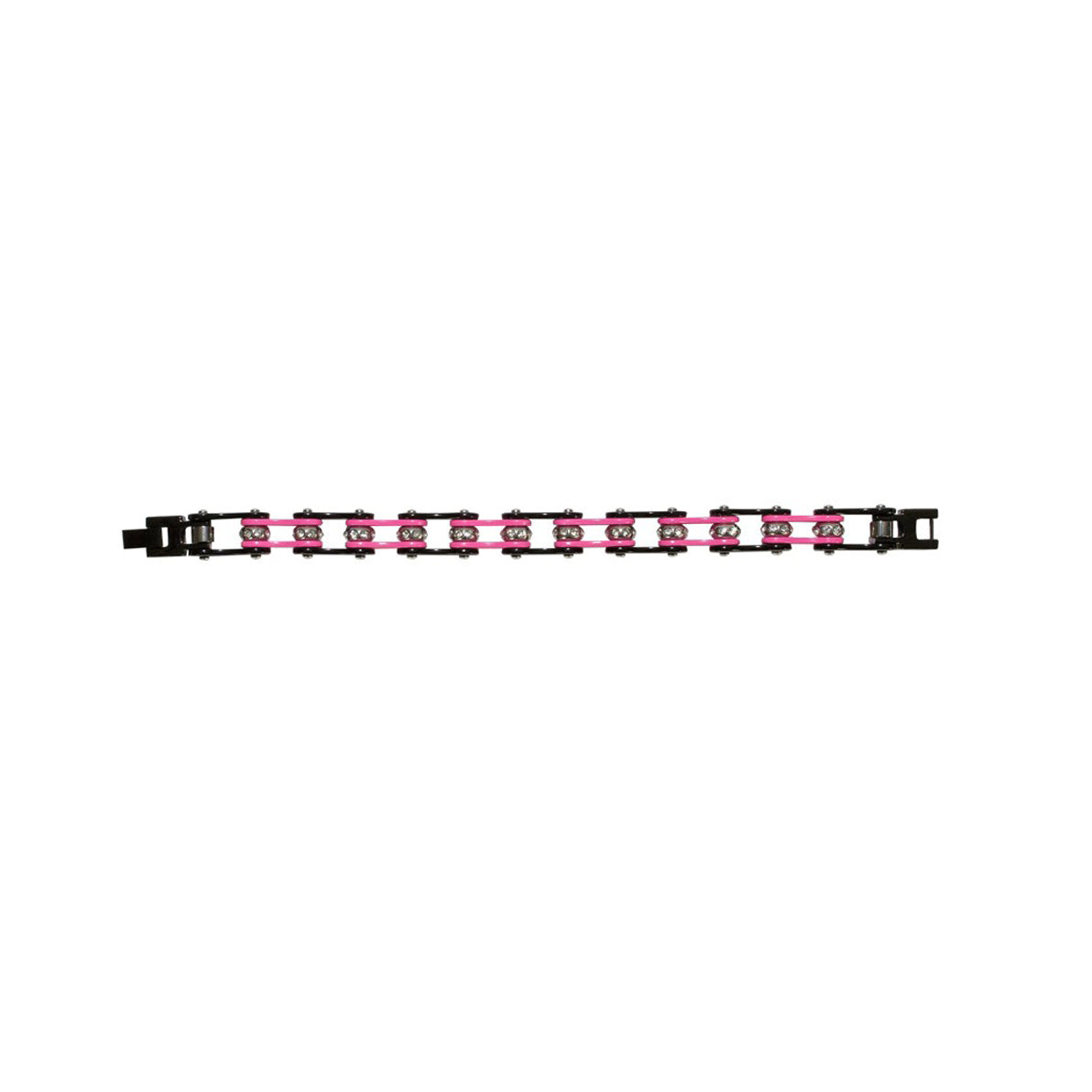 Black and Pink Motorcycle Chain Bracelet with Gemstones