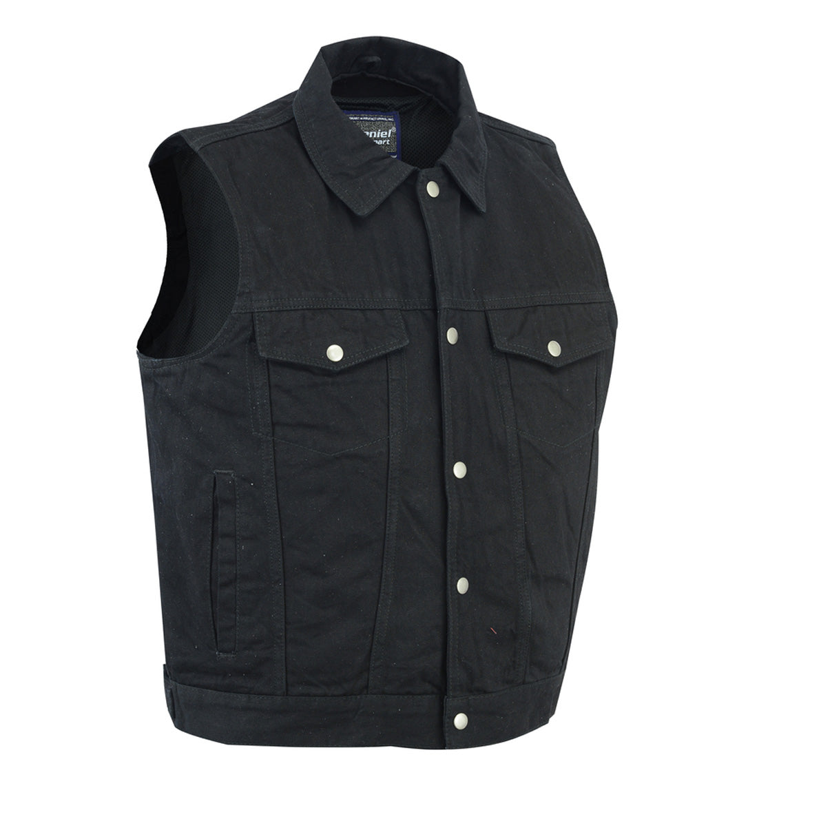 Snap Front Denim Vest- Black