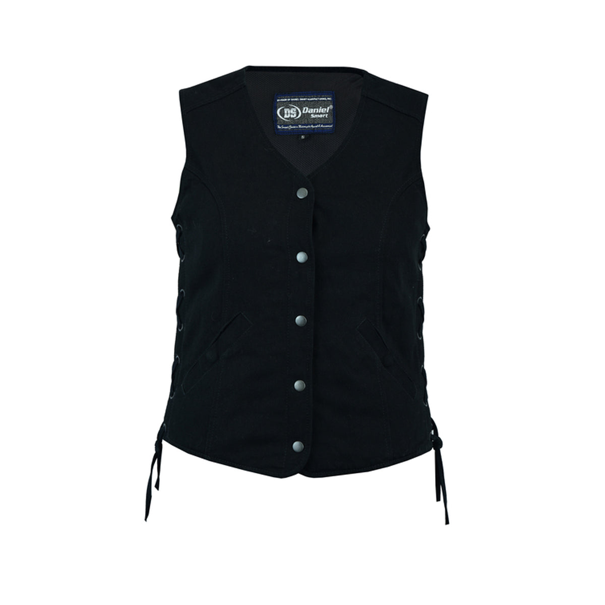 WOMEN’S DENIM LONGER BODY ¾ VEST – SIDE LACES