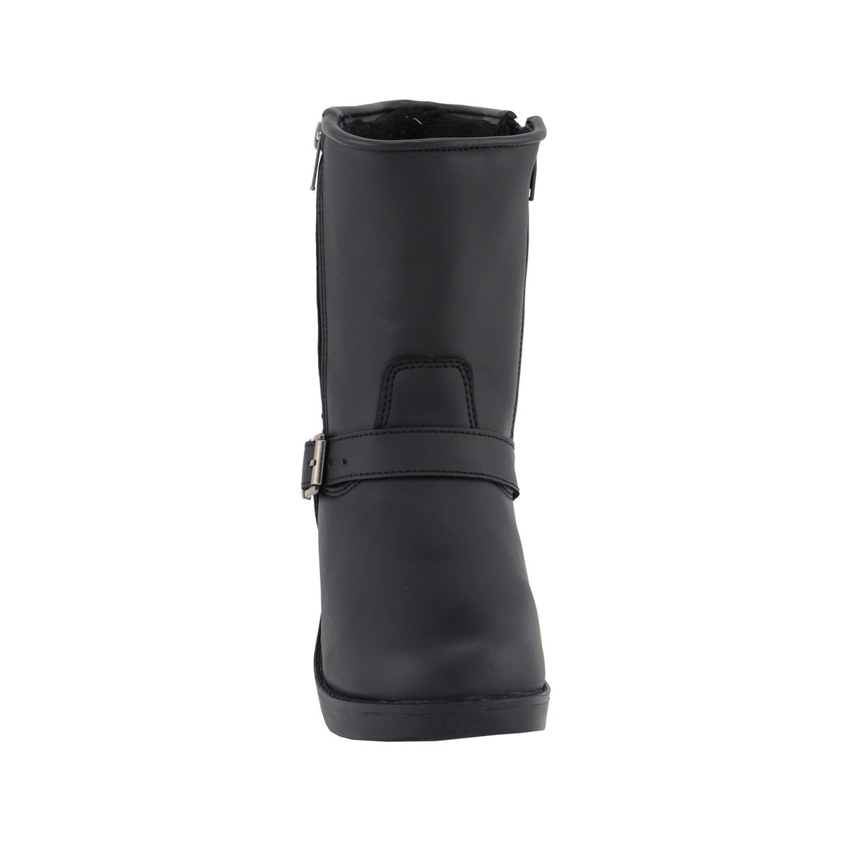 Ladies Black Engineer Style Riding Boots with Side Zipper