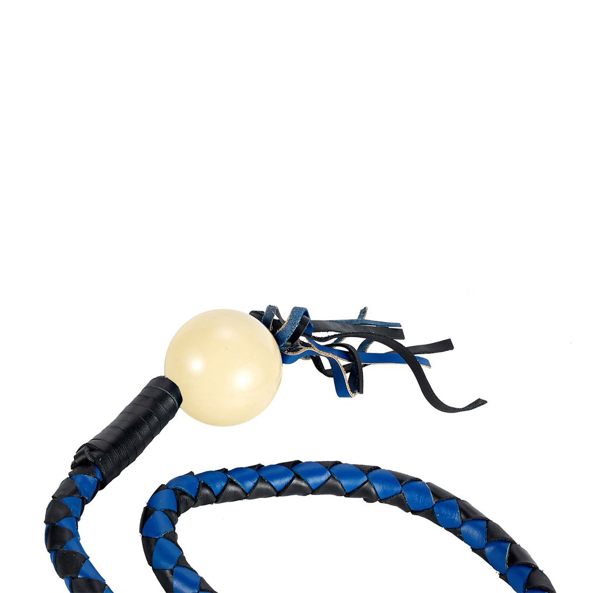 Black And Blue Fringed Get Back Whip With Pool White Ball