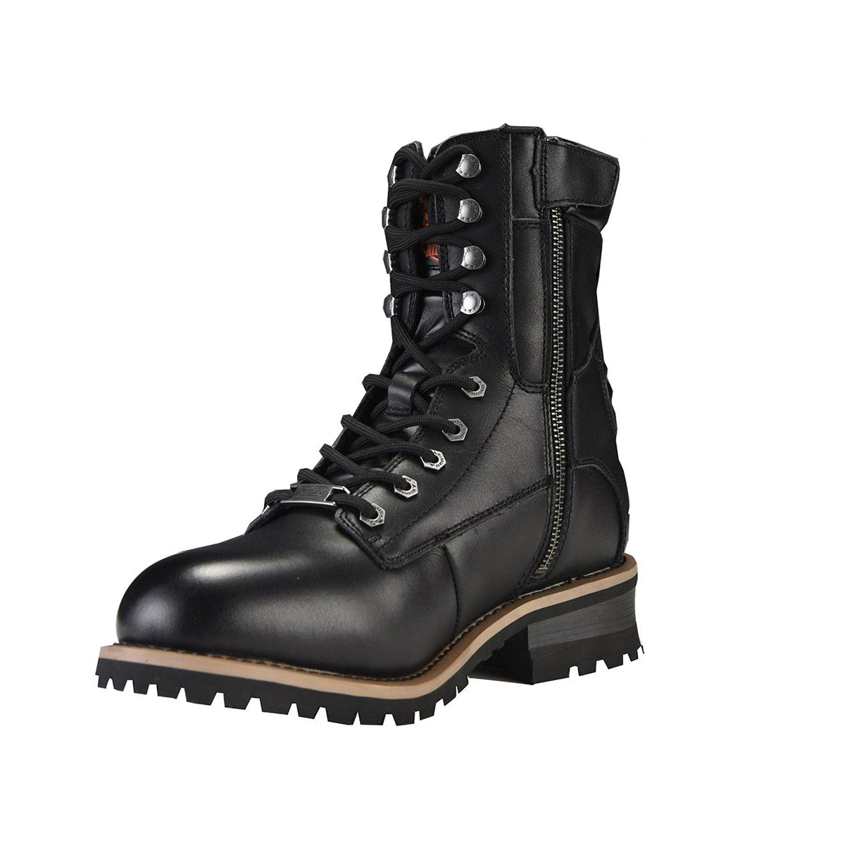 Men's Leather Motorcycle Boots Zipper And Lace-Up By Milwaukee Riders