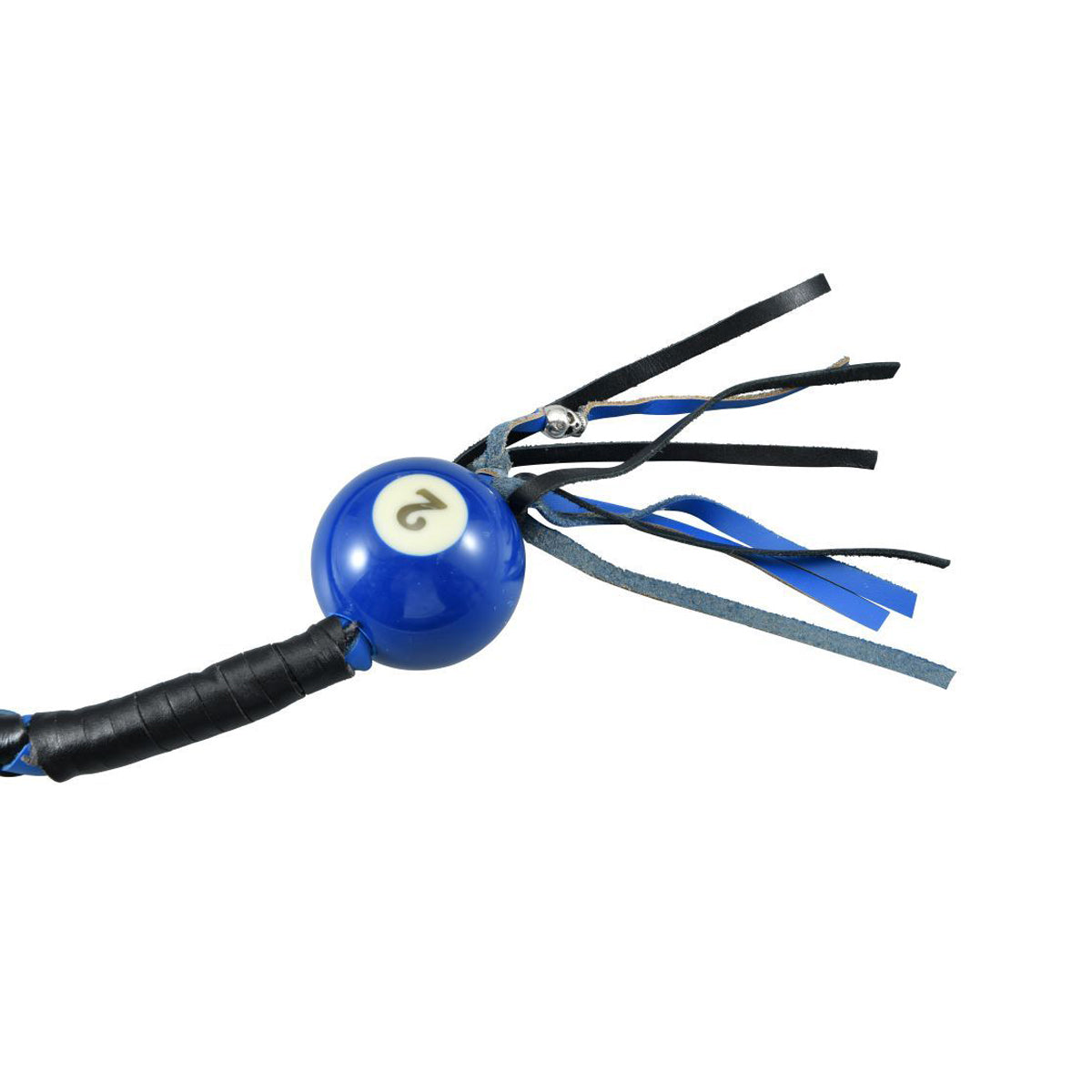 Black And Blue Fringed Get Back Whip with Blue Pool Ball No 2