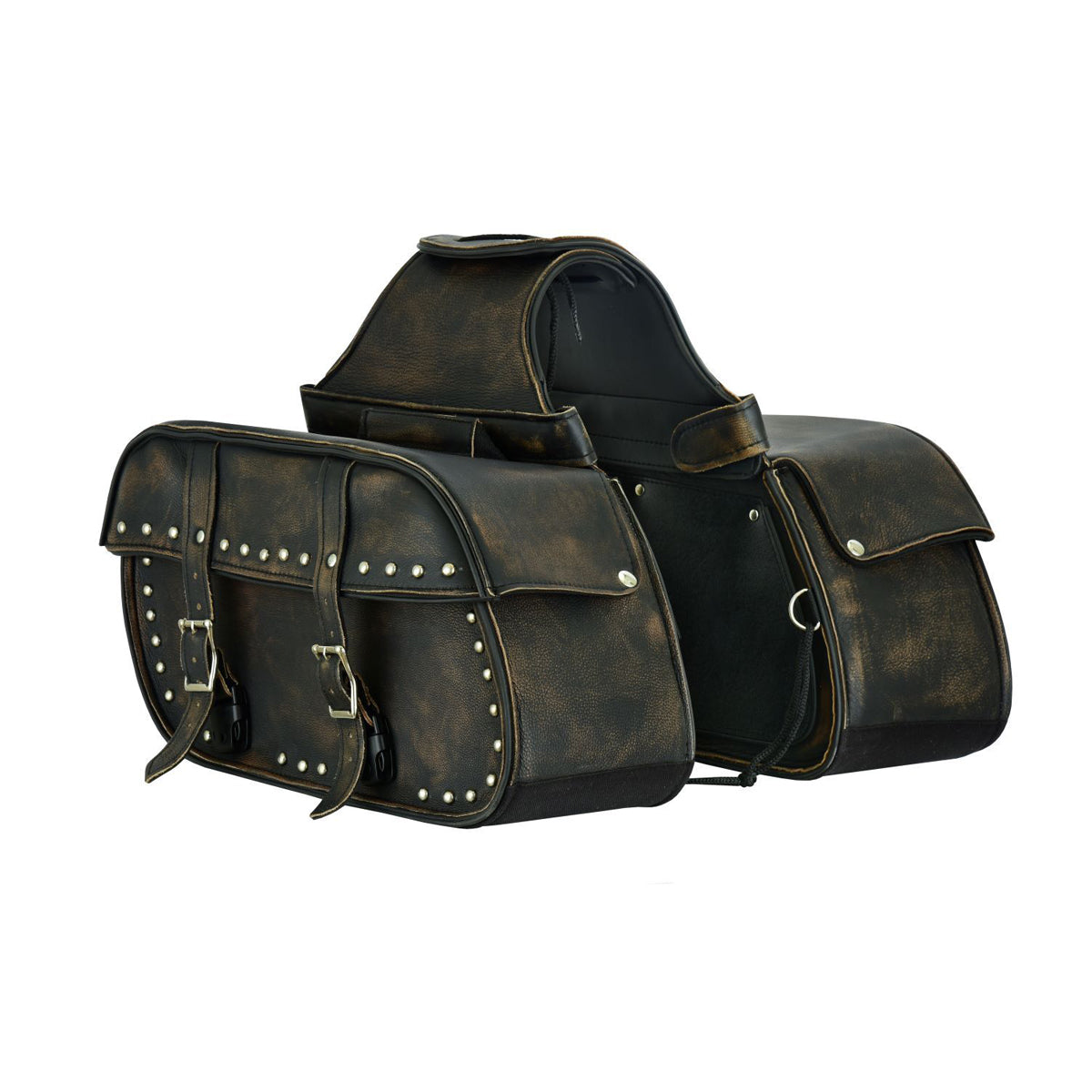 Genuine Distressed Brown Naked Cowhide Leather Concealed Carry Saddlebag