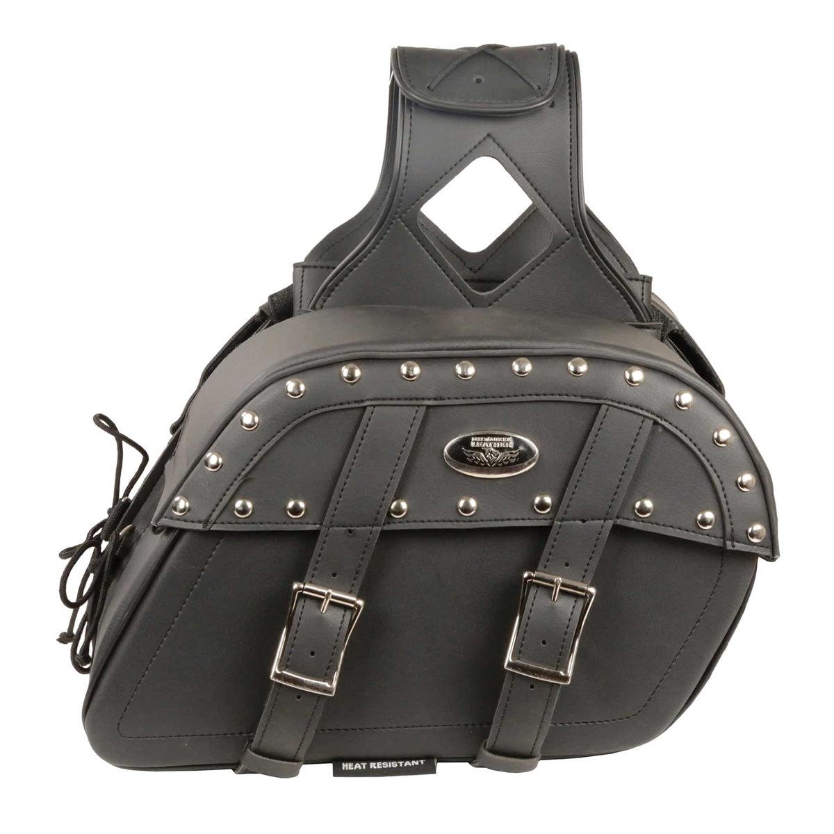 Medium Zip-Off Pvc Studded Throw Over Saddle Bag (10.5X15X6X18)