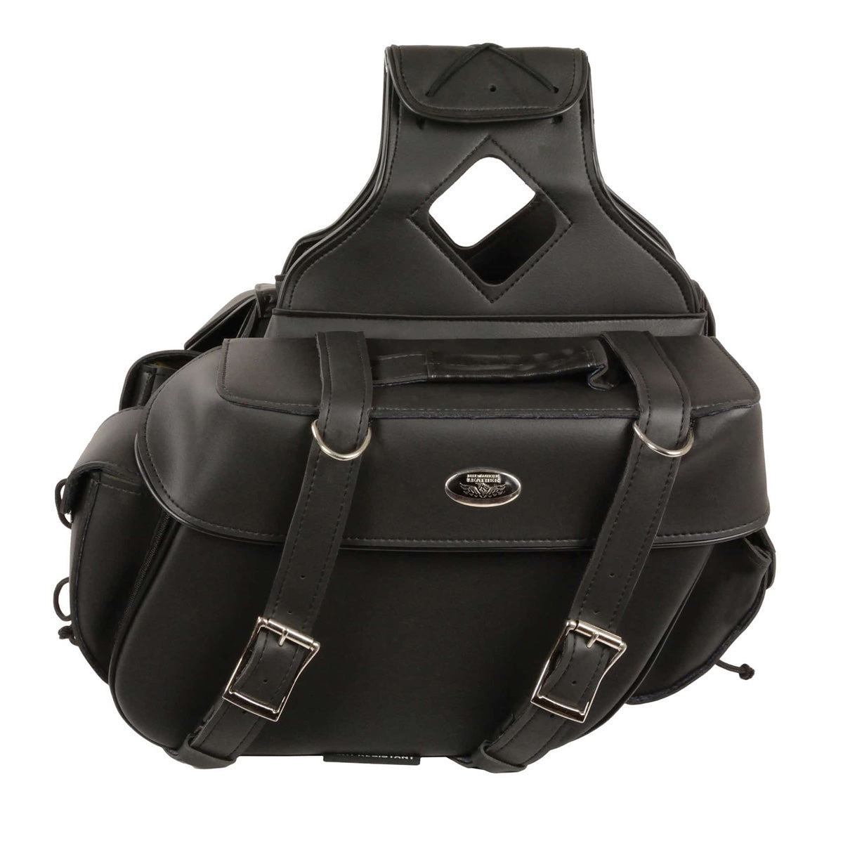 Medium Zip-Off PVC Throw Over Riveted Saddle Bag (13X10X5X20)