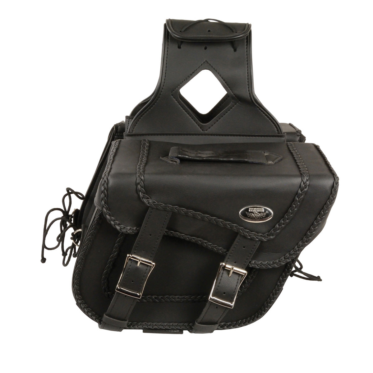 Medium Braided Zip-Off PVC Throw Over Saddle Bag(12X9X6X17.5)