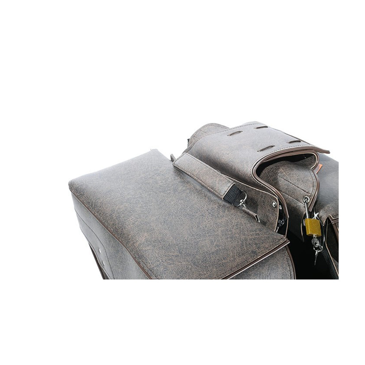 PVC Brown Motorcycle Saddlebag With Lock