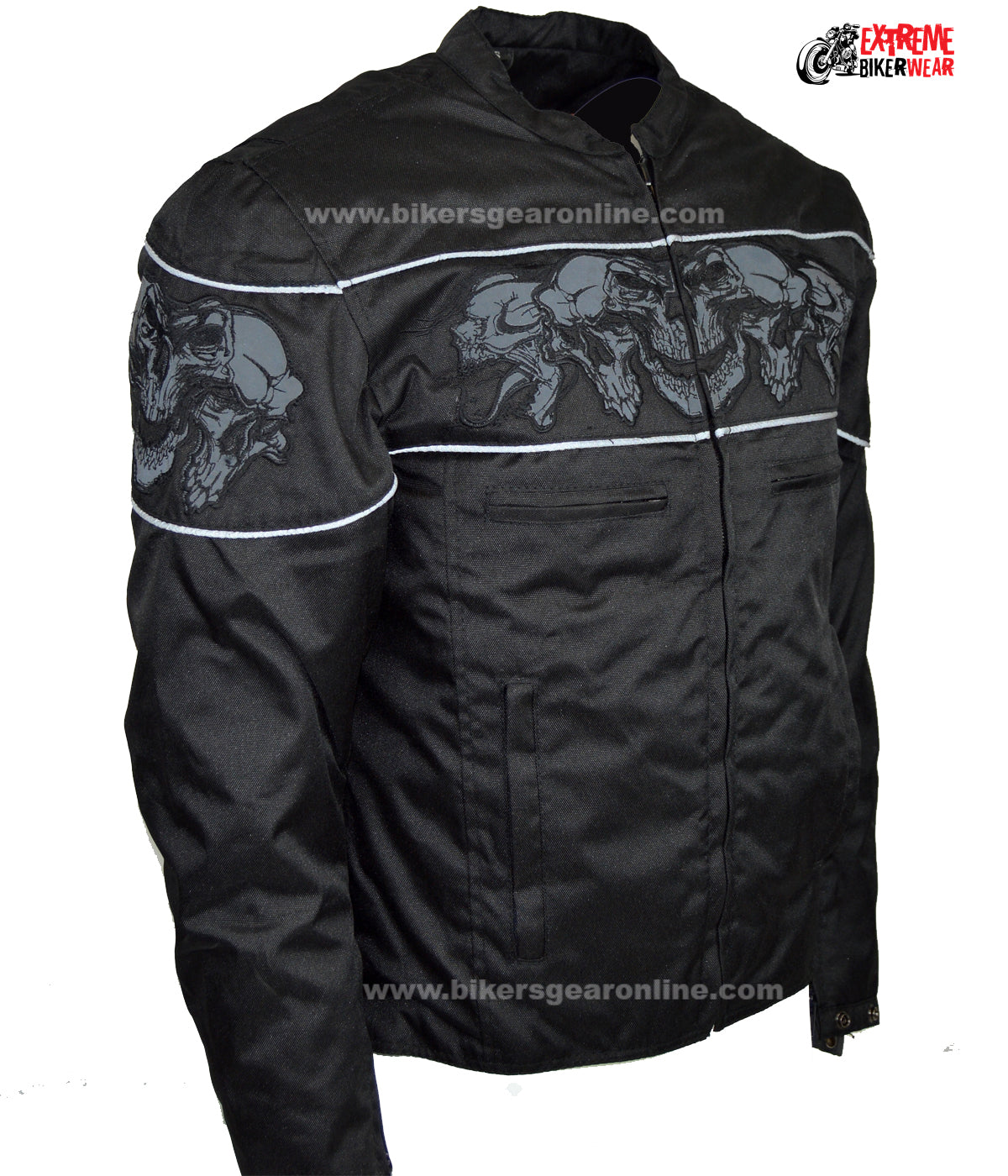 Men's Textile Concealed Carry Racing Jacket with Reflective Skulls