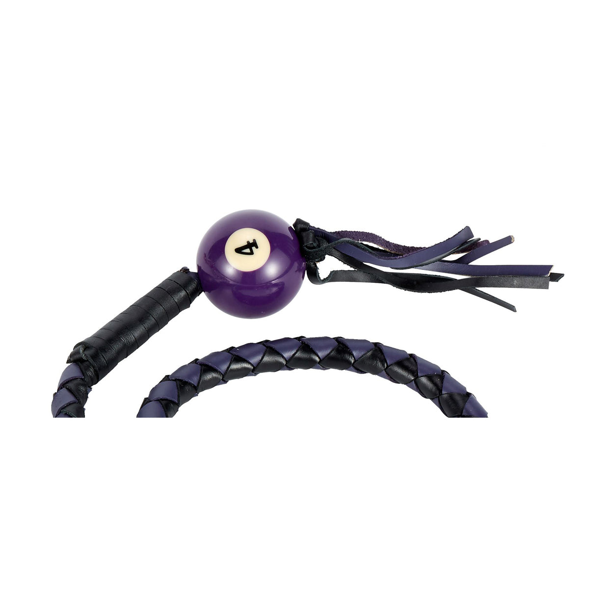 Black And Purple Fringed Get Back Whip W/ Pool Ball