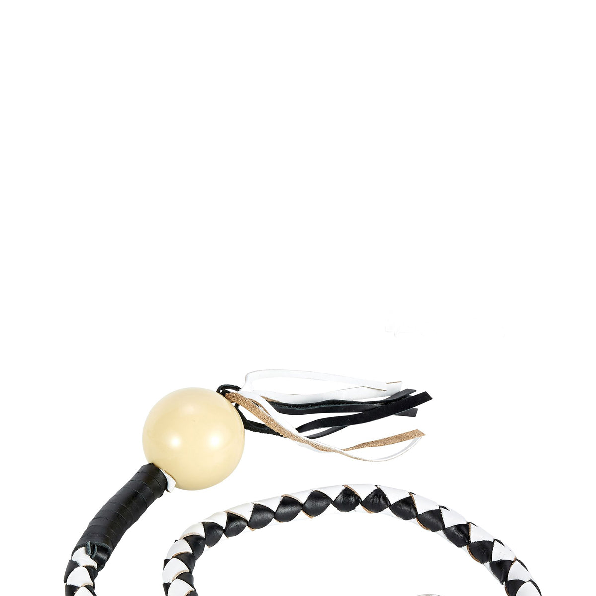 Black And White Fringed Get Back Whip W/ Pool Ball