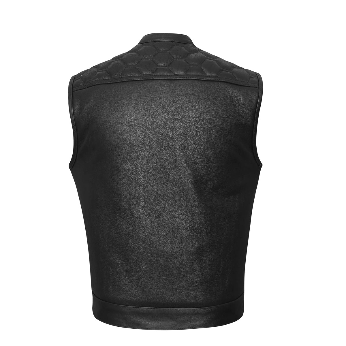 High Mileage Men's Zipper and Snap Closure Leather Club Vest with padding Quick Access with American Flag Liner