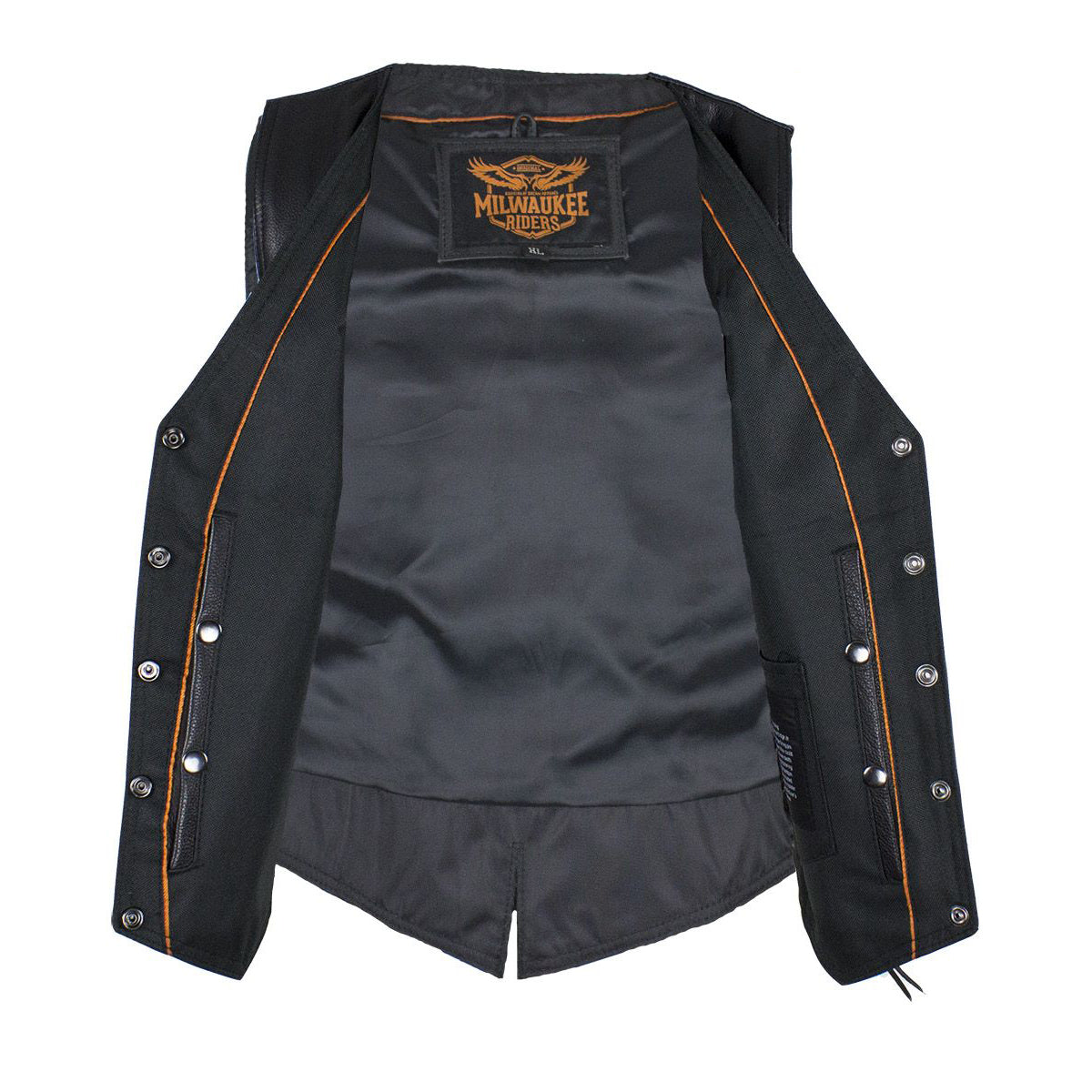 Womens Cowhide Leather Motorcycle Vest With 7 Pockets By Milwaukee Riders