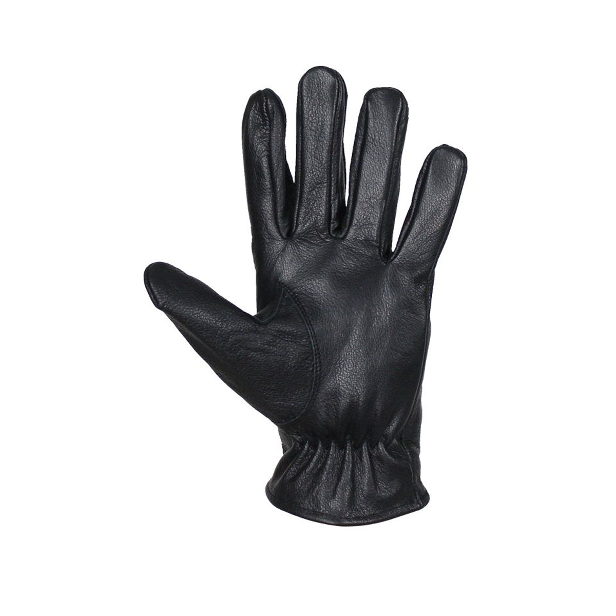 Deer Skin Leather Gloves W/ Zipper - Black