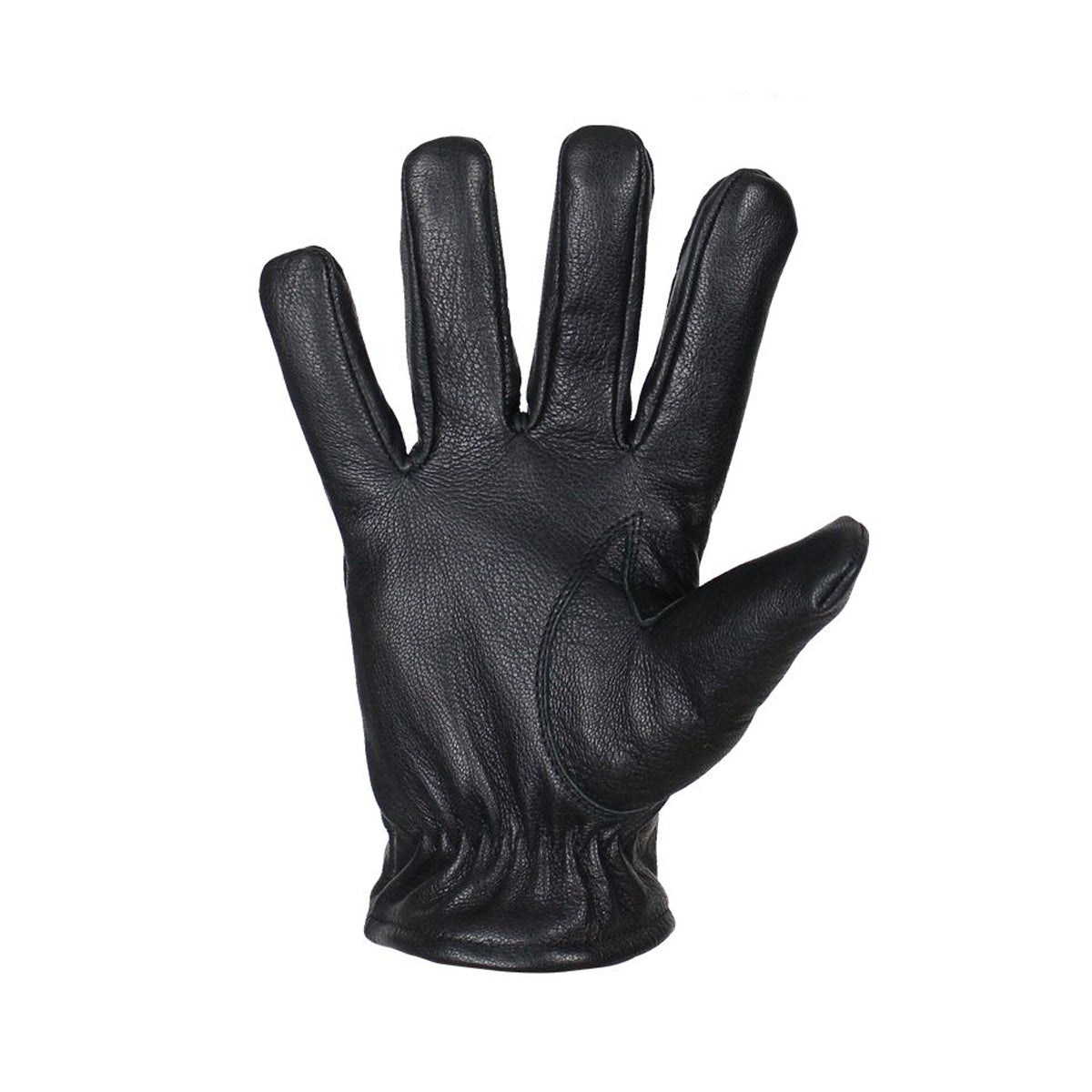 Deer Skin Leather Gloves W/ Slits - Black