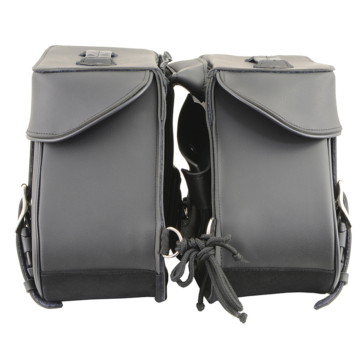 Black Zip-Off Large Double Strap PVC Throw Over Saddle Bag